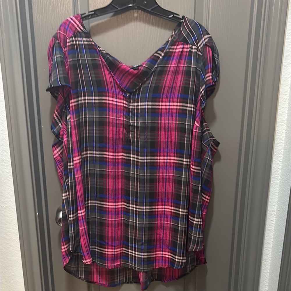 Torrid Plaid Harper Top with Cap Sleeves